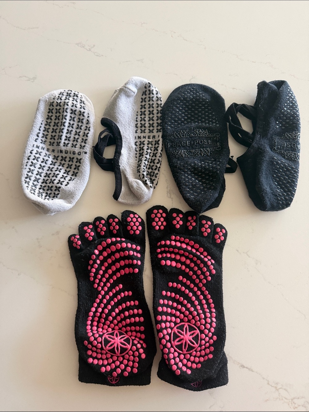 Three pairs of Pilates socks